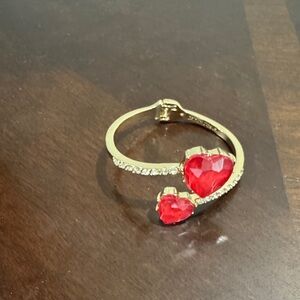 Betsey Johnson Gold Bracelet with Red Heart Accents